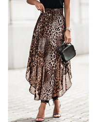 Thumbnail for Azura Exchange Leopard Smocked Waist Skirt - S