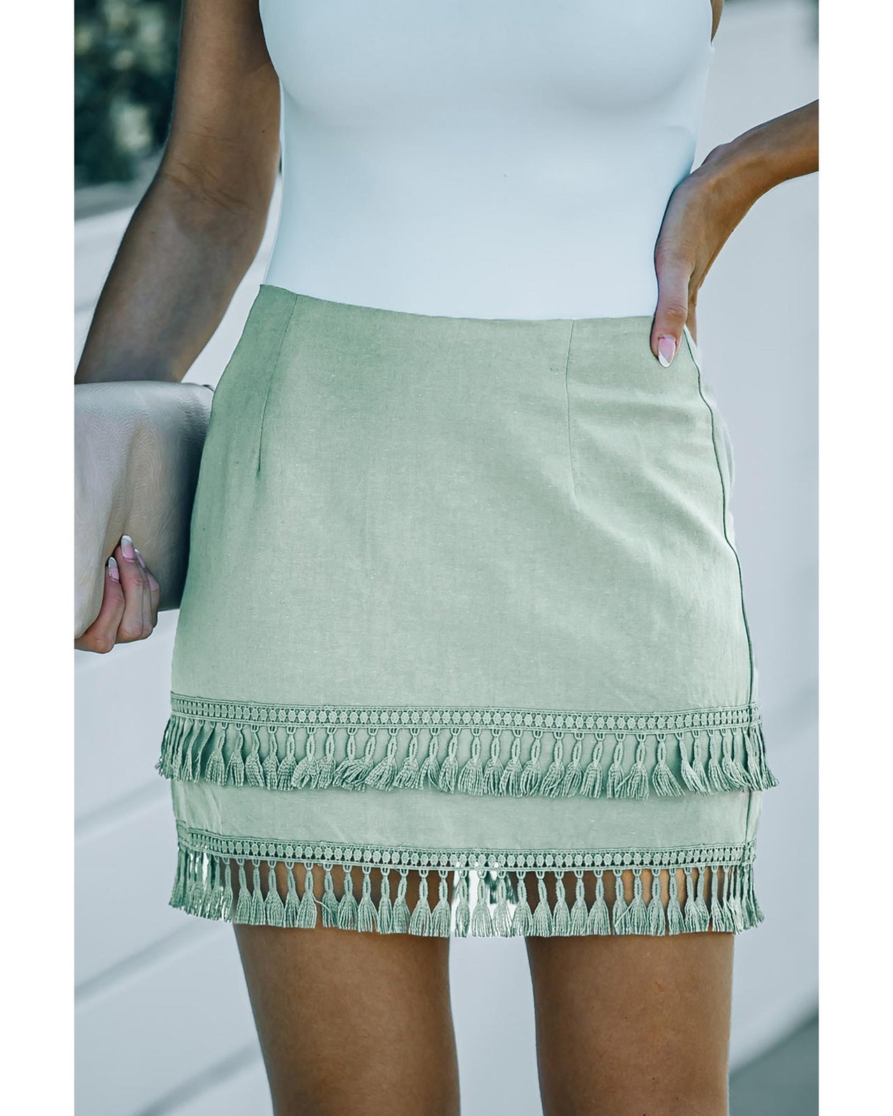 Azura Exchange Tassel Zip-up High Waist Mini Skirt - XL