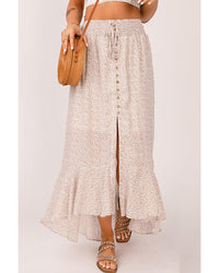 Thumbnail for Azura Exchange Floral Print High Waist Maxi Skirt with Flounce and Side Slit - XL