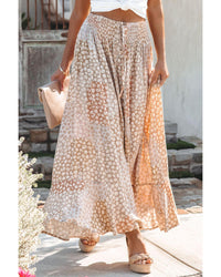 Thumbnail for Azura Exchange Flower Print Maxi Skirt with Smocked Waist and Button Slit - L