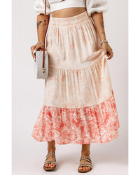 Thumbnail for Azura Exchange Tiered Maxi Skirt with Floral Print - L