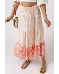 Thumbnail for Azura Exchange Tiered Maxi Skirt with Floral Print - M