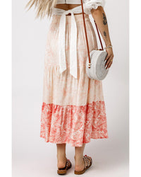 Thumbnail for Azura Exchange Tiered Maxi Skirt with Floral Print - M