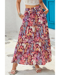 Thumbnail for Azura Exchange Boho Floral Print High Waist Maxi Skirt - M