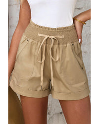 Thumbnail for Azura Exchange Drawstring Khaki High Waist Shorts - S