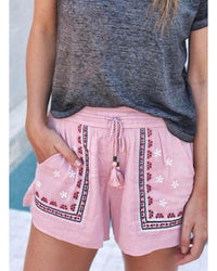 Thumbnail for Azura Exchange Embroidered Floral Tasseled Shorts - S