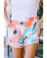 Thumbnail for Azura Exchange Water Marbling Print Lace Trim Shorts - 10 US