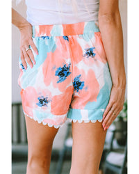 Thumbnail for Azura Exchange Water Marbling Print Lace Trim Shorts - 10 US