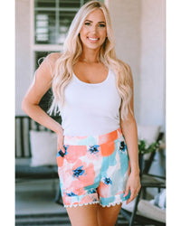 Thumbnail for Azura Exchange Water Marbling Print Lace Trim Shorts - 10 US