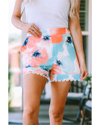 Thumbnail for Azura Exchange Water Marbling Print Lace Trim Shorts - 10 US