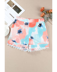 Thumbnail for Azura Exchange Water Marbling Print Lace Trim Shorts - 12 US