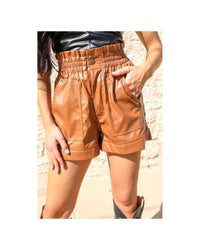 Thumbnail for Azura Exchange Patch Pocket Faux Leather High Rise Shorts - L