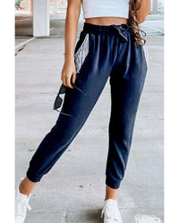 Thumbnail for Azura Exchange Rhinestone Trim Drawstring Jogger Pants - M