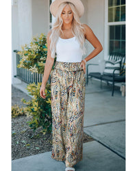 Thumbnail for Azura Exchange Floral Print Shirred High Waist Wide Leg Pants - XL