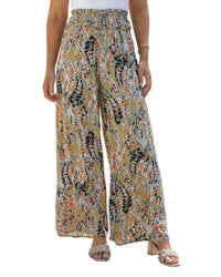 Thumbnail for Azura Exchange Floral Print Shirred High Waist Wide Leg Pants - XL