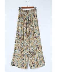 Thumbnail for Azura Exchange Floral Print Shirred High Waist Wide Leg Pants - XL