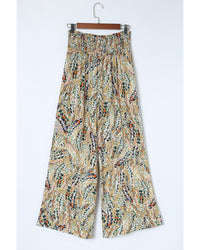 Thumbnail for Azura Exchange Floral Print Shirred High Waist Wide Leg Pants - XL