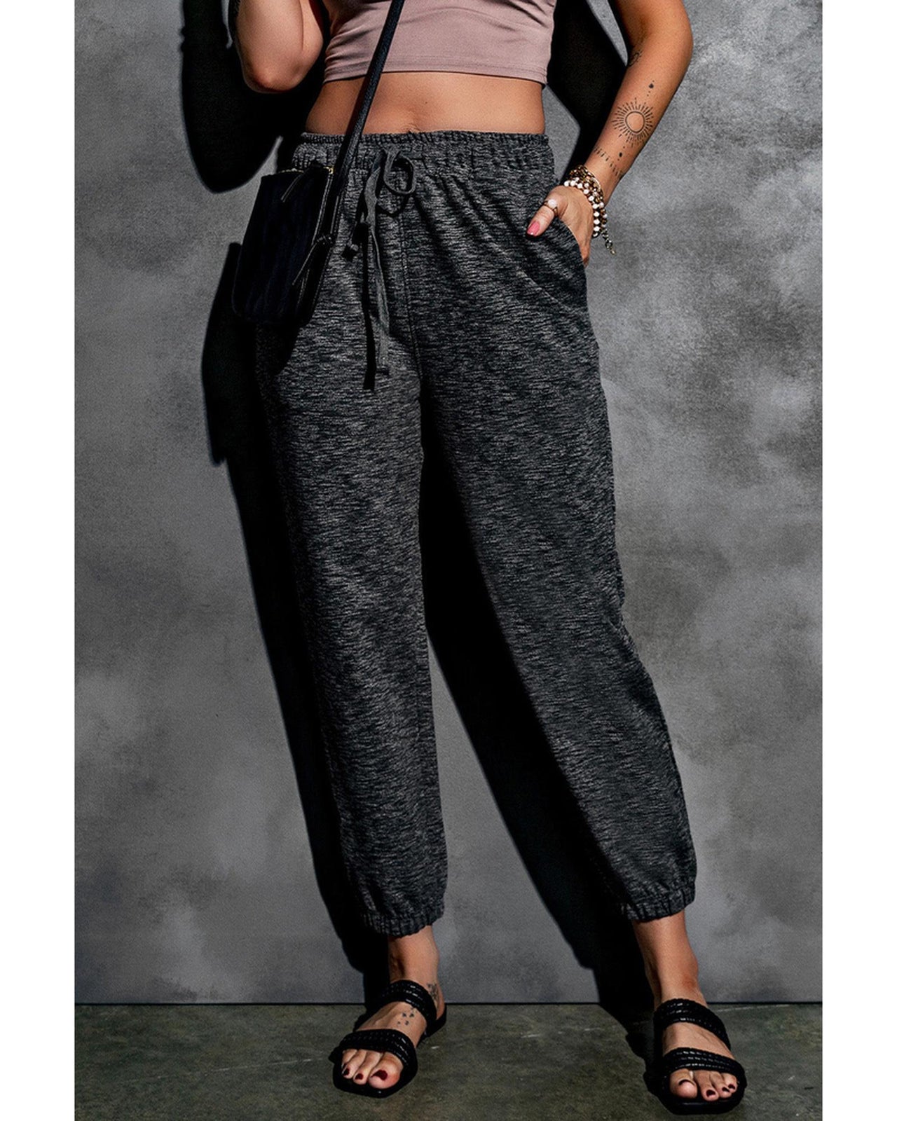 Azura Exchange Textured Drawstring Pocketed Pants - S