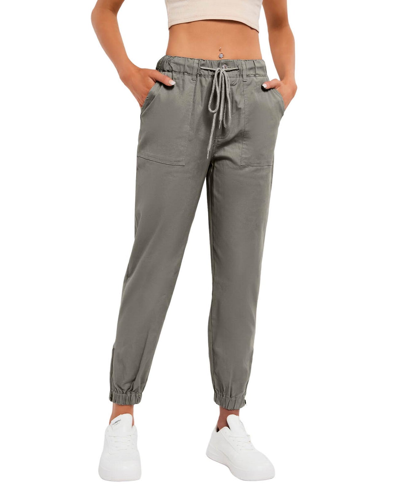 Azura Exchange Pocketed Twill Jogger Pants - S