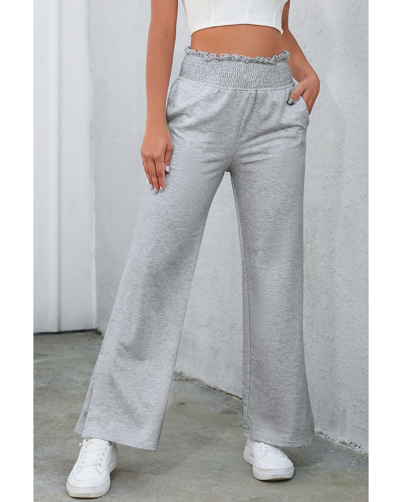 Azura Exchange Smocked Waist Pocketed Pants - M