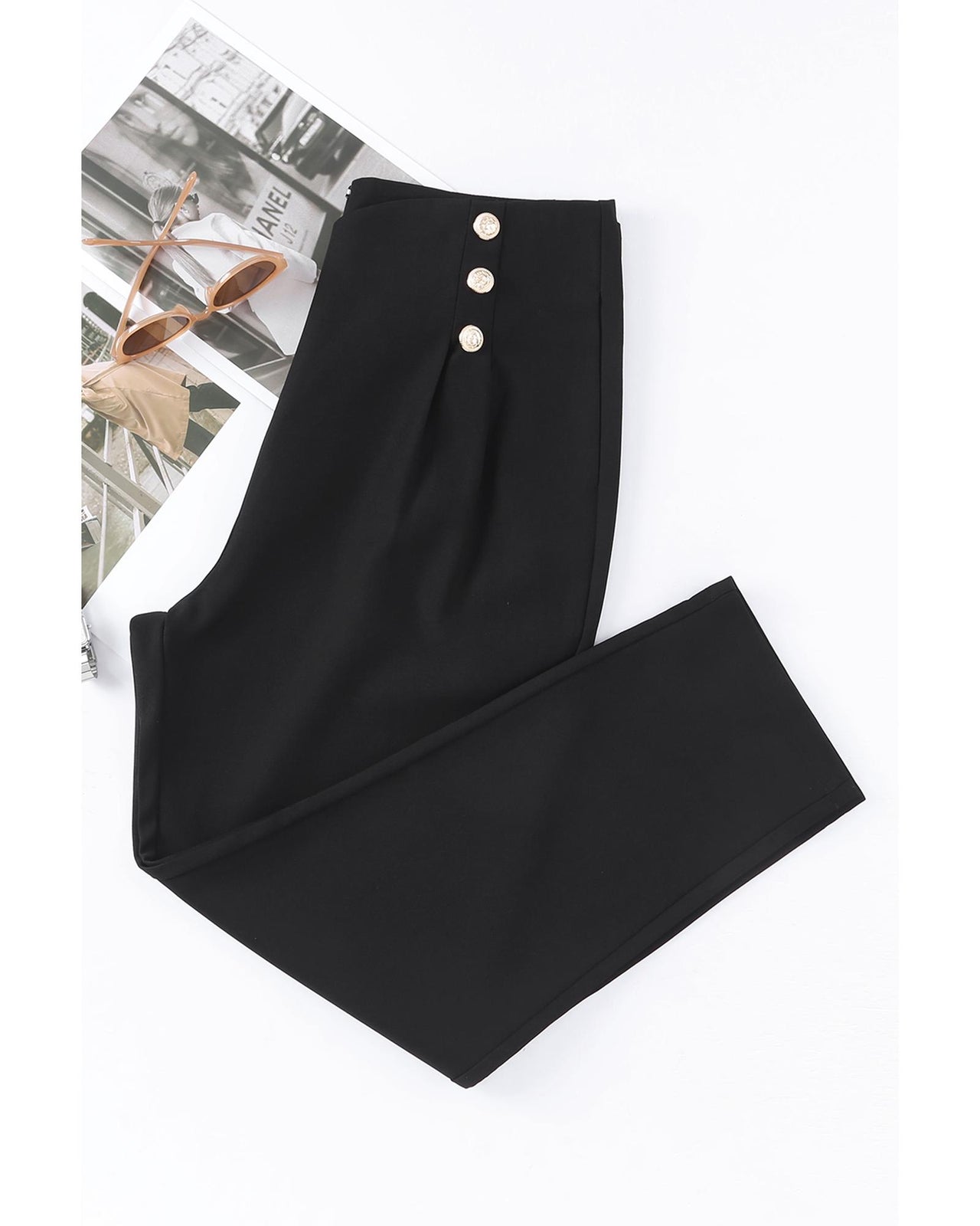Azura Exchange Pleated Double Breasted Cropped Pants - 12 US