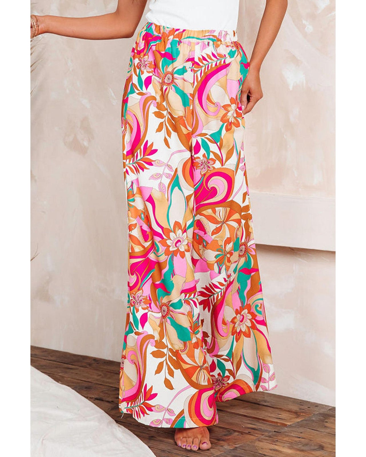 Azura Exchange Printed Wide Leg Pants - M