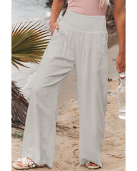 Thumbnail for Azura Exchange High Waist Wide Leg Pants with Smocked Waistband - M