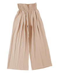 Thumbnail for Azura Exchange Smocked High Waist Wide Leg Pants in Khaki - M
