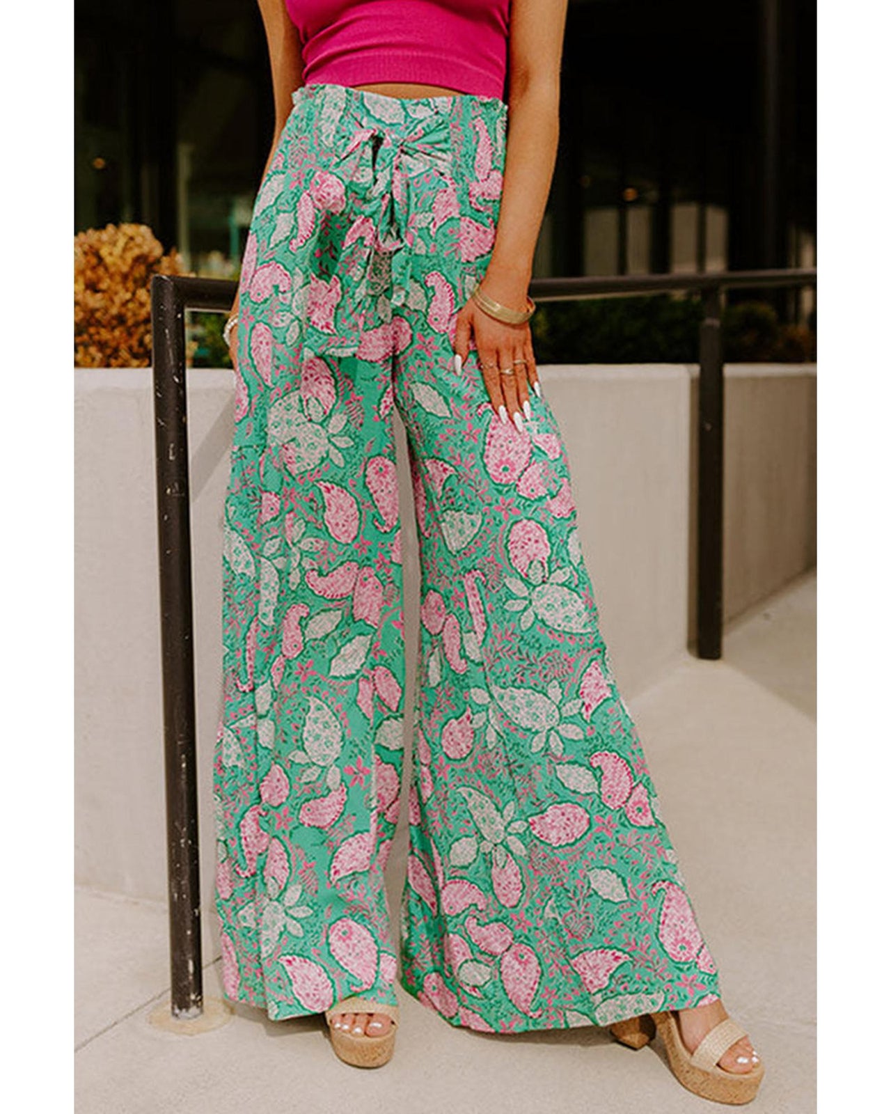 Azura Exchange Flowy Paisley Print Wide Leg Pants - L