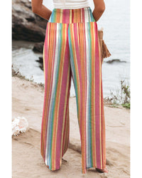 Thumbnail for Azura Exchange Striped Smocked High Waist Wide Leg Pants - L