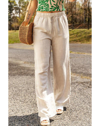 Thumbnail for Azura Exchange Elastic Linen Drawstring Waist Pants - M