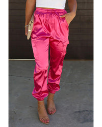 Thumbnail for Azura Exchange Drawstring Satin Pants with Elastic Waist and Pockets - L
