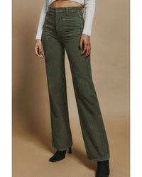 Thumbnail for Azura Exchange Green High Waist Square Pockets Corduroy Pants - L