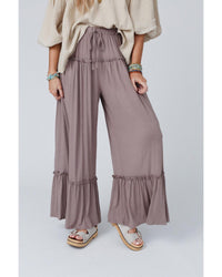 Thumbnail for Azura Exchange Frilled Drawstring High Waist Wide Leg Pants - L