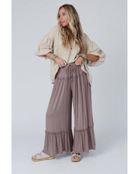 Thumbnail for Azura Exchange Frilled Drawstring High Waist Wide Leg Pants - L