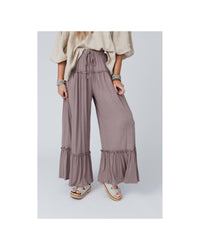 Thumbnail for Azura Exchange Frilled Drawstring High Waist Wide Leg Pants - L