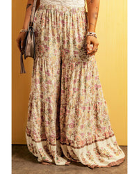 Thumbnail for Azura Exchange Boho Floral Patchwork Wide Leg Pants - L