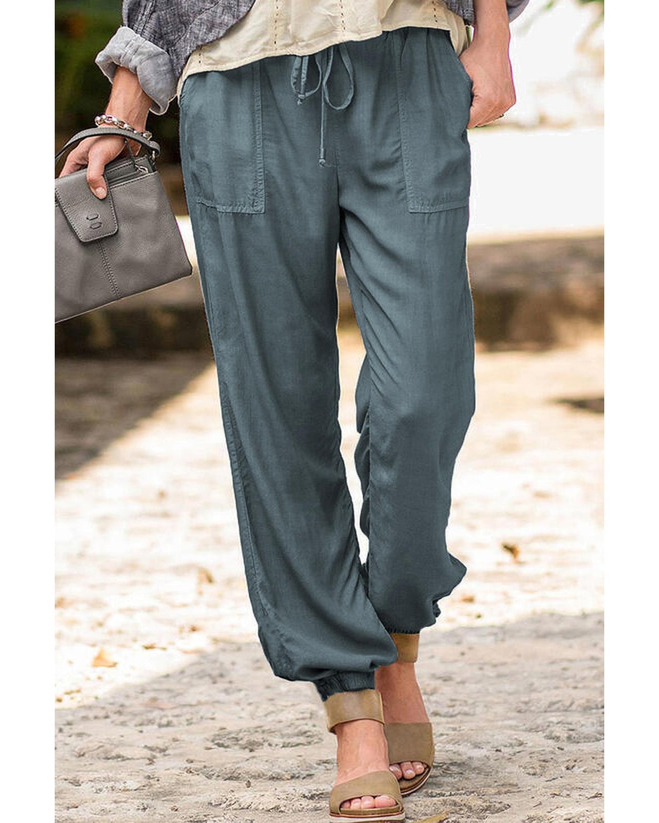 Azura Exchange Pull-on Casual Pants with Pockets - S
