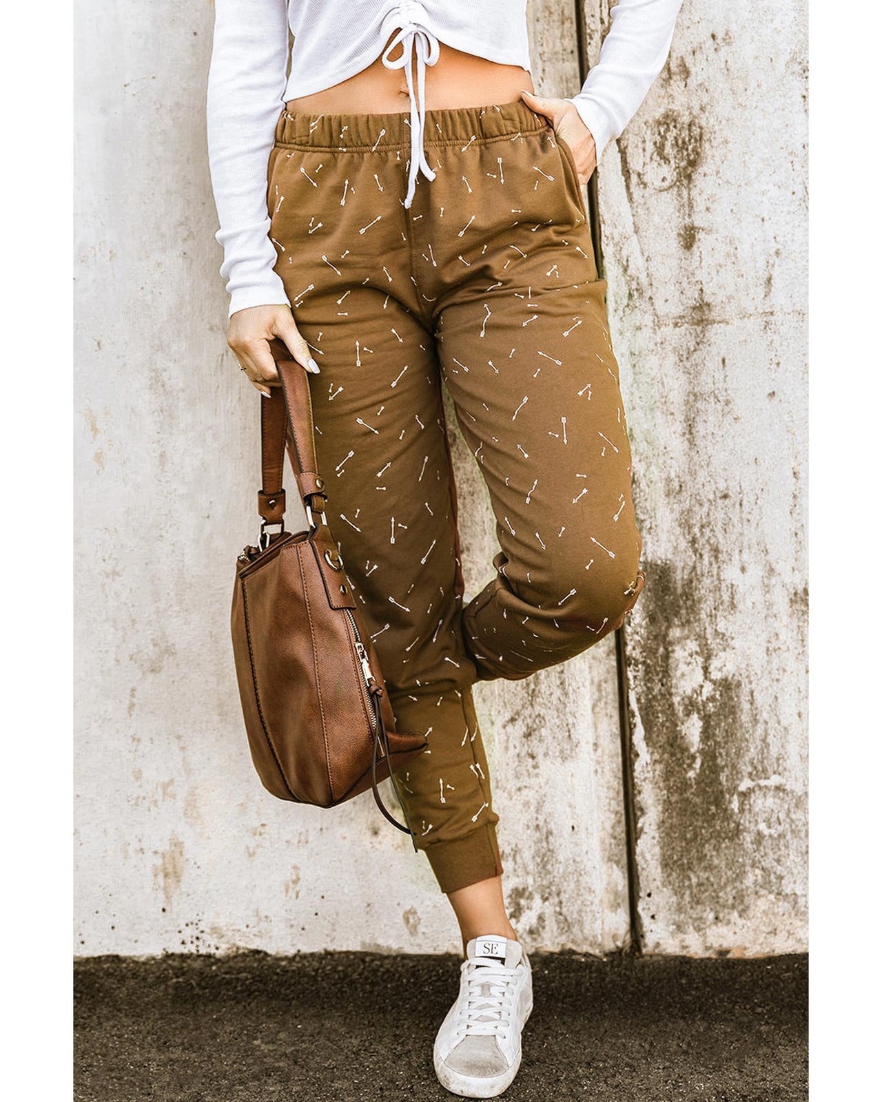 Azura Exchange Arrow Print Slim-fit High Waist Pants - L