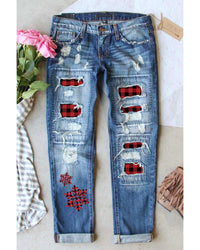 Thumbnail for Azura Exchange Distressed Patchwork Jeans - M