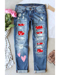 Thumbnail for Azura Exchange Patchwork Distressed Jeans - 12 US