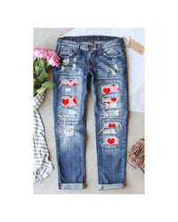 Thumbnail for Azura Exchange Heart Patchwork Distressed Jeans - 16 US
