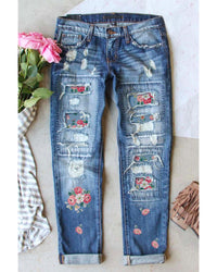 Thumbnail for Azura Exchange Contrast Distressed Mid Waist Jeans - 2XL