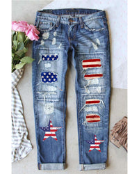 Thumbnail for Azura Exchange American Flag Graphic Jeans - M