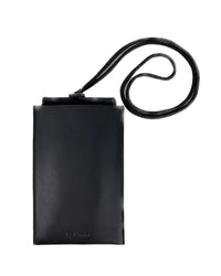 Thumbnail for Black Calfskin Leather Cell Phone Holder with Adjustable Cord and Card Holder One Size Men