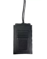 Thumbnail for Black Calfskin Leather Cell Phone Holder with Adjustable Cord and Card Holder One Size Men