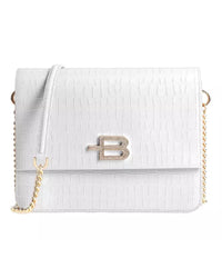 Thumbnail for Calfskin Croco Pattern Shoulder Bag with Rhinestone Logo One Size Women