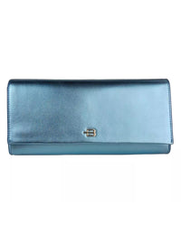 Thumbnail for Baldinini Metallic Blue Calfskin Clutch Bag One Size Women