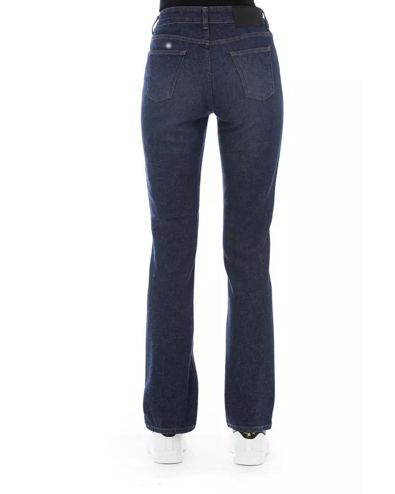 Logoed Button Regular Jeans with Tricolor Insert and Rear Pockets W33 US Women