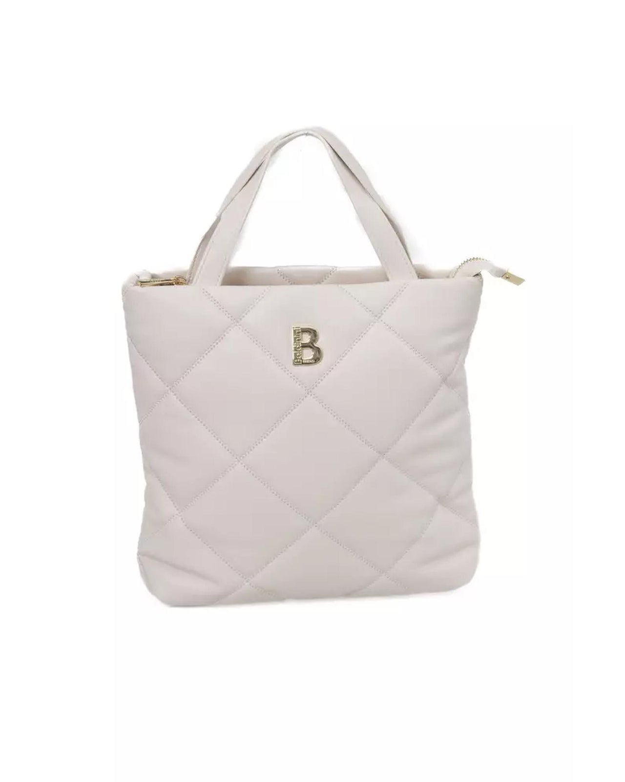 Golden Logo Leather Shoulder Bag with Zip Closure and Internal Compartments One Size Women